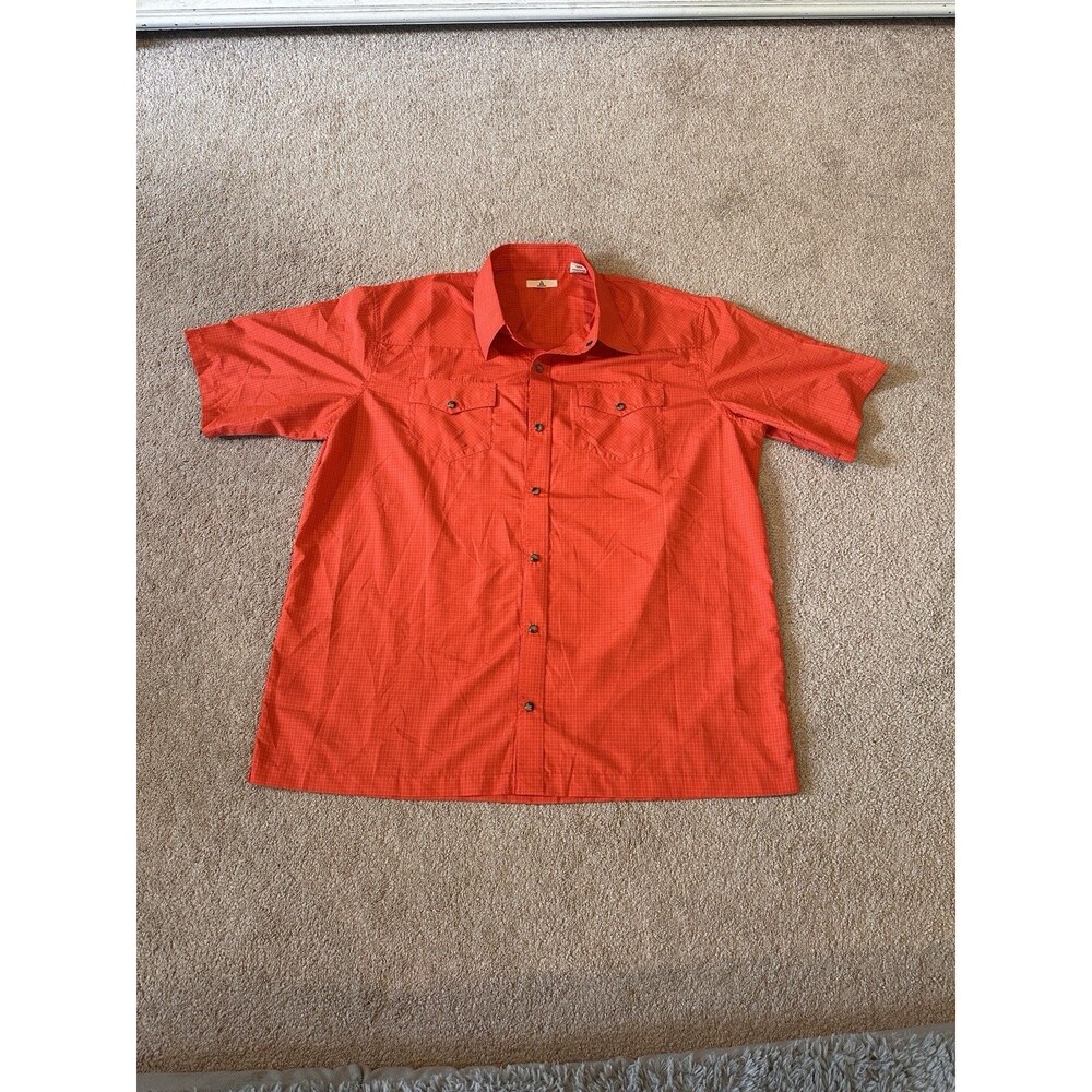 Ascend Men's Orange Plaid Short Sleeve Button Down Shirt Size XL Hiking Fishing